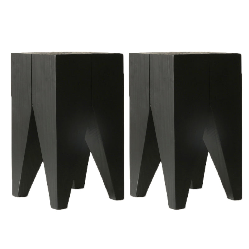 Contemporary Style Side End Table Wooden Pedestal Sofa Side Accent Table in Black