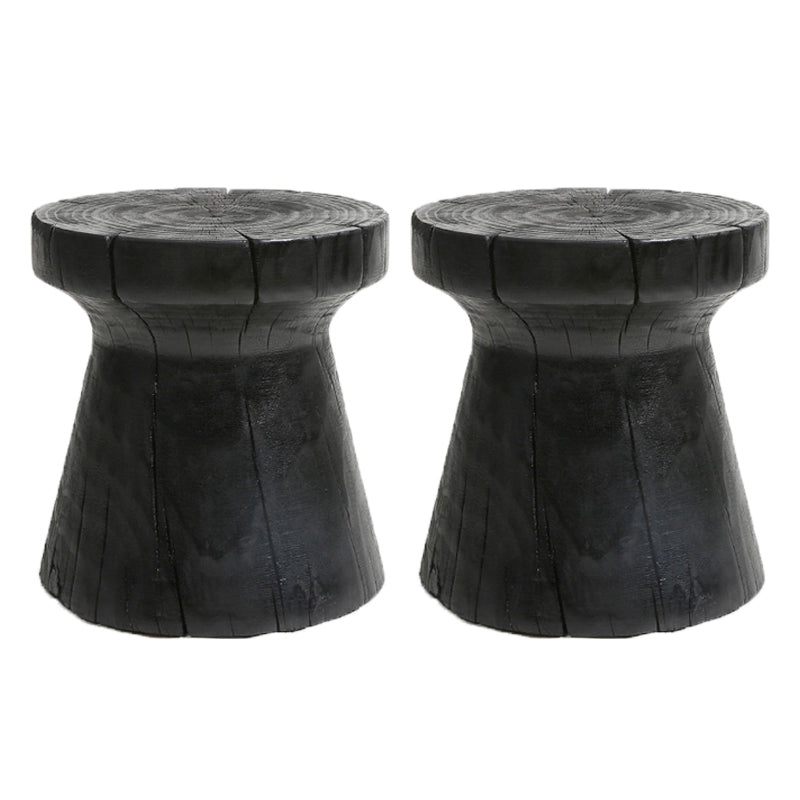 Contemporary Style Side End Table Wooden Pedestal Sofa Side Accent Table in Black