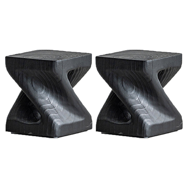 Contemporary Style Side End Table Wooden Pedestal Sofa Side Accent Table in Black