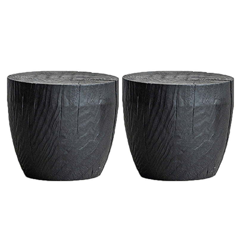 Contemporary Style Side End Table Wooden Pedestal Sofa Side Accent Table in Black