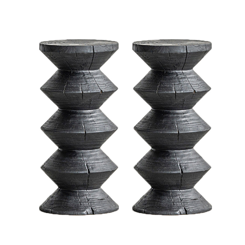 Contemporary Style Side End Table Wooden Pedestal Sofa Side Accent Table in Black