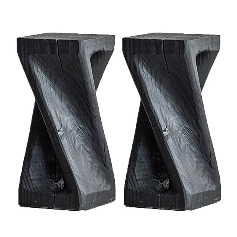 Contemporary Style Side End Table Wooden Pedestal Sofa Side Accent Table in Black