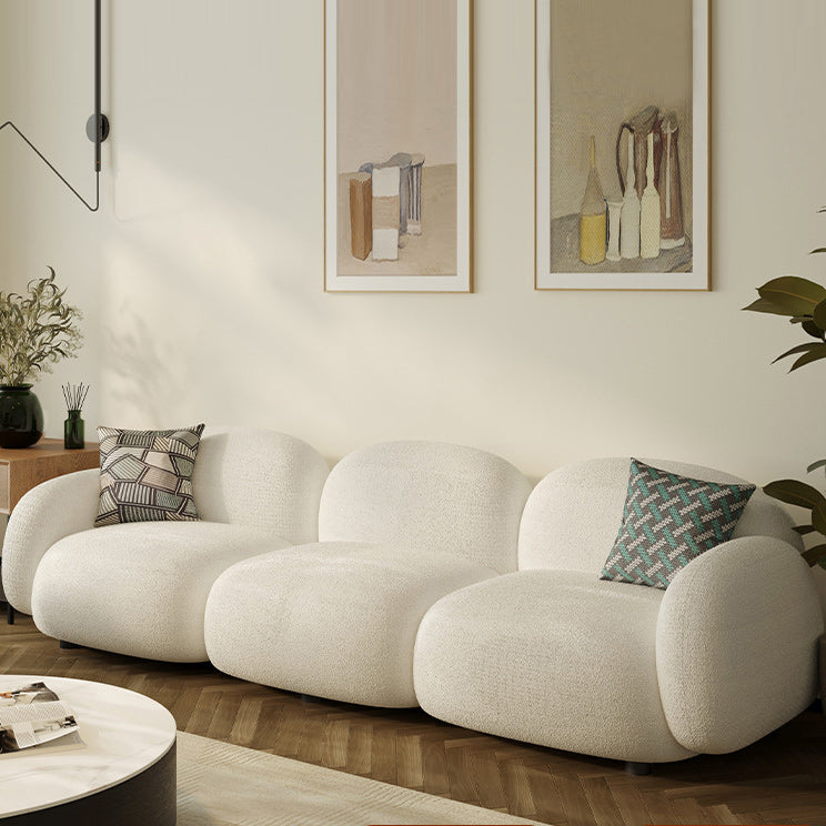 Square Arm Sofa Modern Style Faux Leather & Wool Standard Sofa
