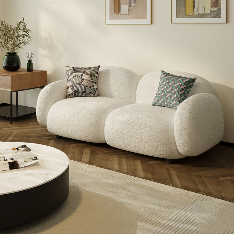 Square Arm Sofa Modern Style Faux Leather & Wool Standard Sofa