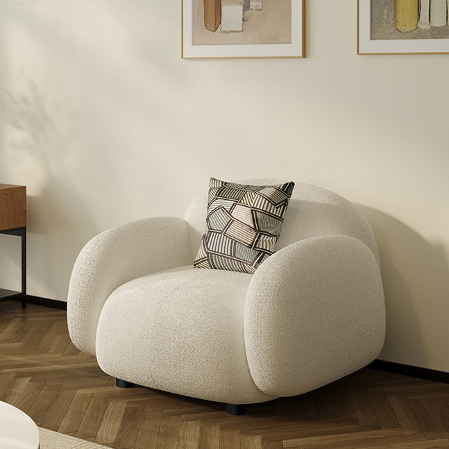 Square Arm Sofa Modern Style Faux Leather & Wool Standard Sofa