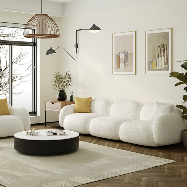 Square Arm Sofa Modern Style Faux Leather & Wool Standard Sofa