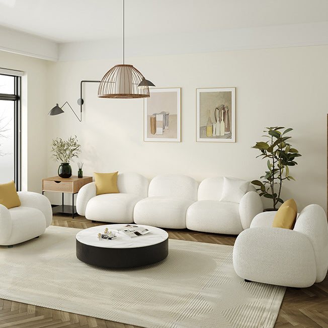 Square Arm Sofa Modern Style Faux Leather & Wool Standard Sofa