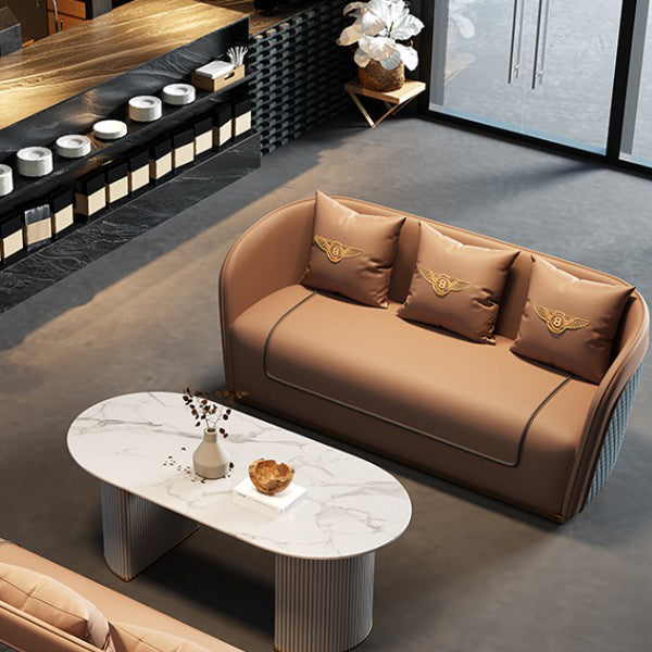 Faux Leather Tuxedo Arm Sofa 25.59" Wide Contemporary Sofa with Tight Back