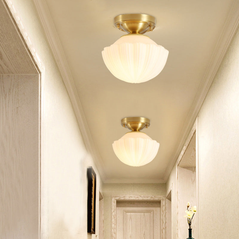1-Light Ceiling Lamp Simple Ceiling Mount Light with Glass Shade for Aisle