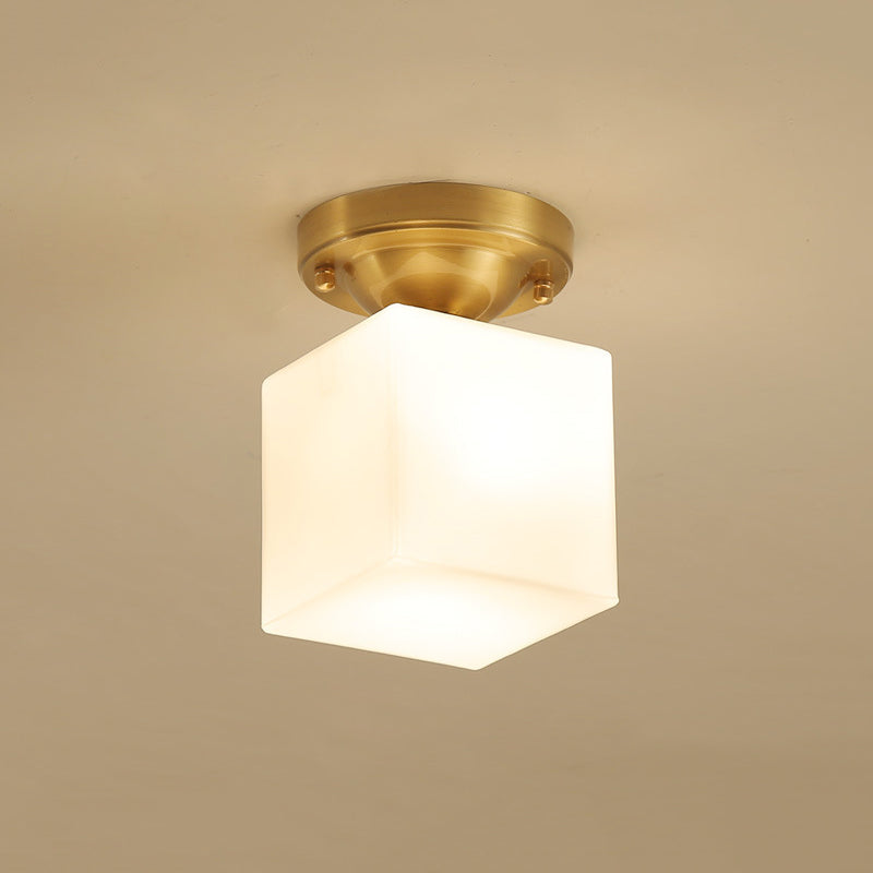 1-Light Ceiling Lamp Simple Ceiling Mount Light with Glass Shade for Aisle