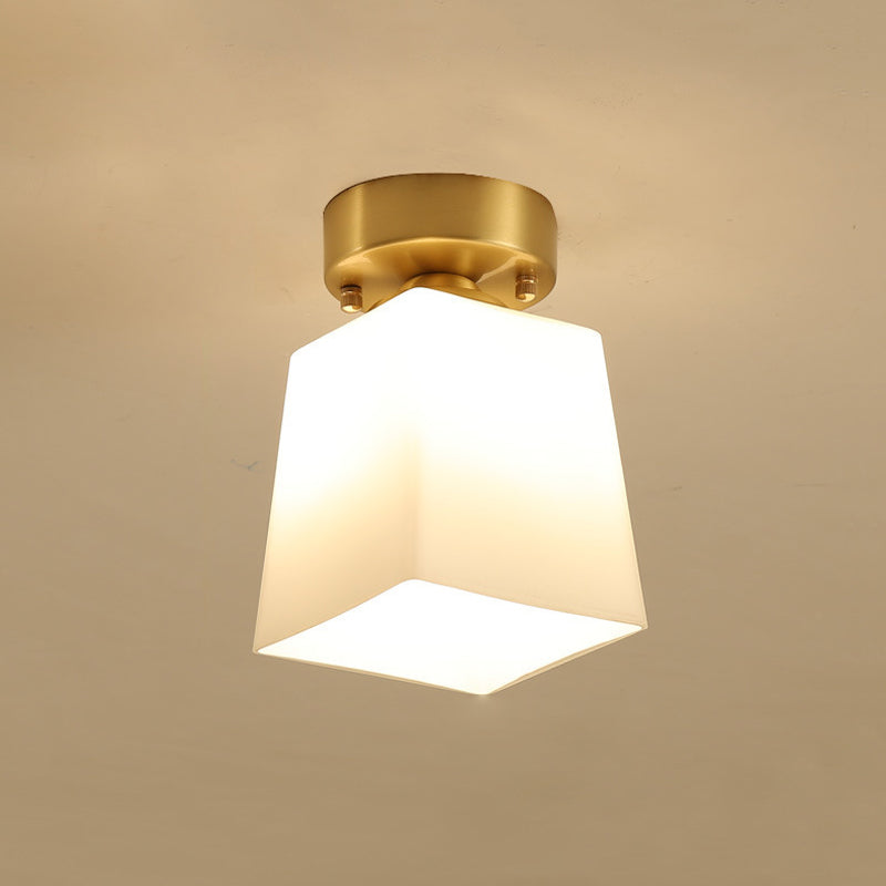1-Light Ceiling Lamp Simple Ceiling Mount Light with Glass Shade for Aisle