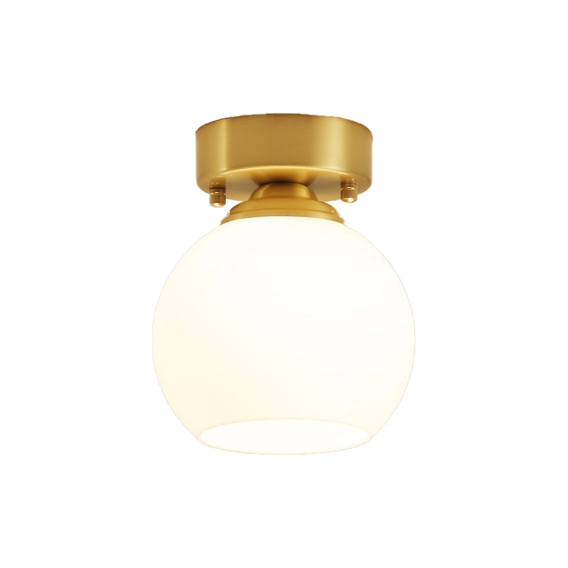 1-Light Ceiling Lamp Simple Ceiling Mount Light with Glass Shade for Aisle