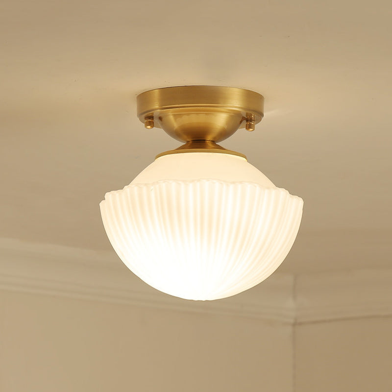 1-Light Ceiling Lamp Simple Ceiling Mount Light with Glass Shade for Aisle
