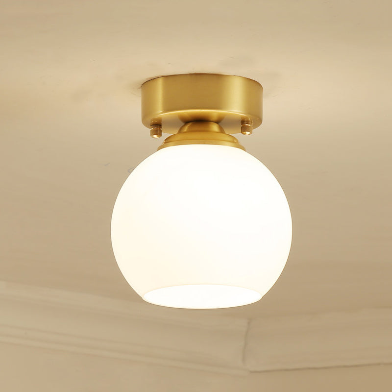 1-Light Ceiling Lamp Simple Ceiling Mount Light with Glass Shade for Aisle