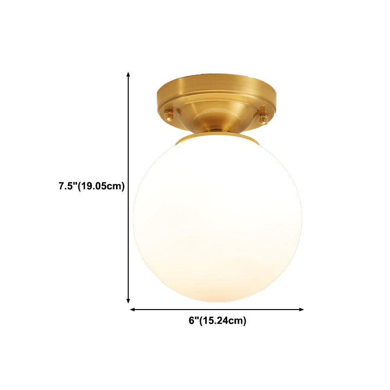 1-Light Ceiling Lamp Simple Ceiling Mount Light with Glass Shade for Aisle