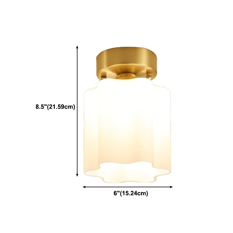 1-Light Ceiling Lamp Simple Ceiling Mount Light with Glass Shade for Aisle