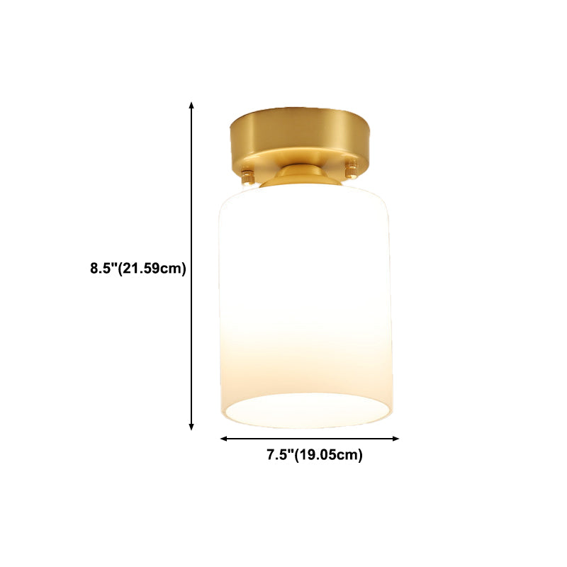 1-Light Ceiling Lamp Simple Ceiling Mount Light with Glass Shade for Aisle