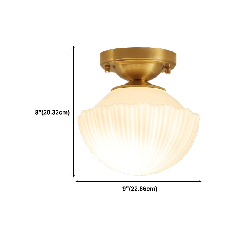 1-Light Ceiling Lamp Simple Ceiling Mount Light with Glass Shade for Aisle