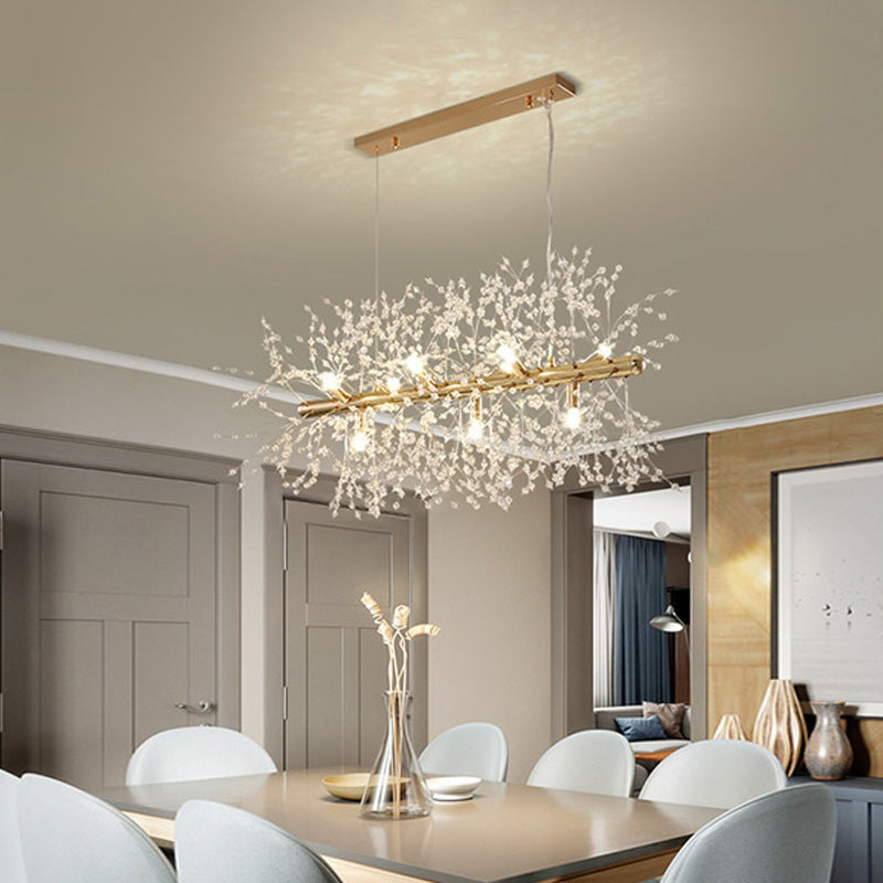 Nordic Style Iron Hanging Lamp Rectangle Shape Island Light Fixture for Bedroom
