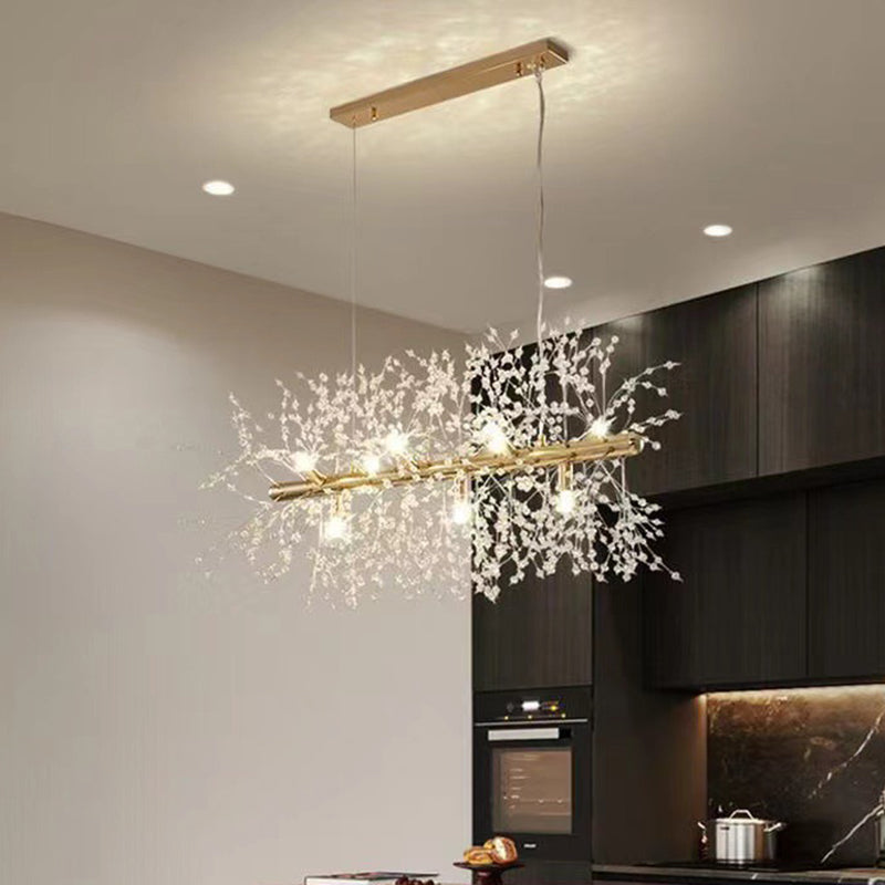 Nordic Style Iron Hanging Lamp Rectangle Shape Island Light Fixture for Bedroom