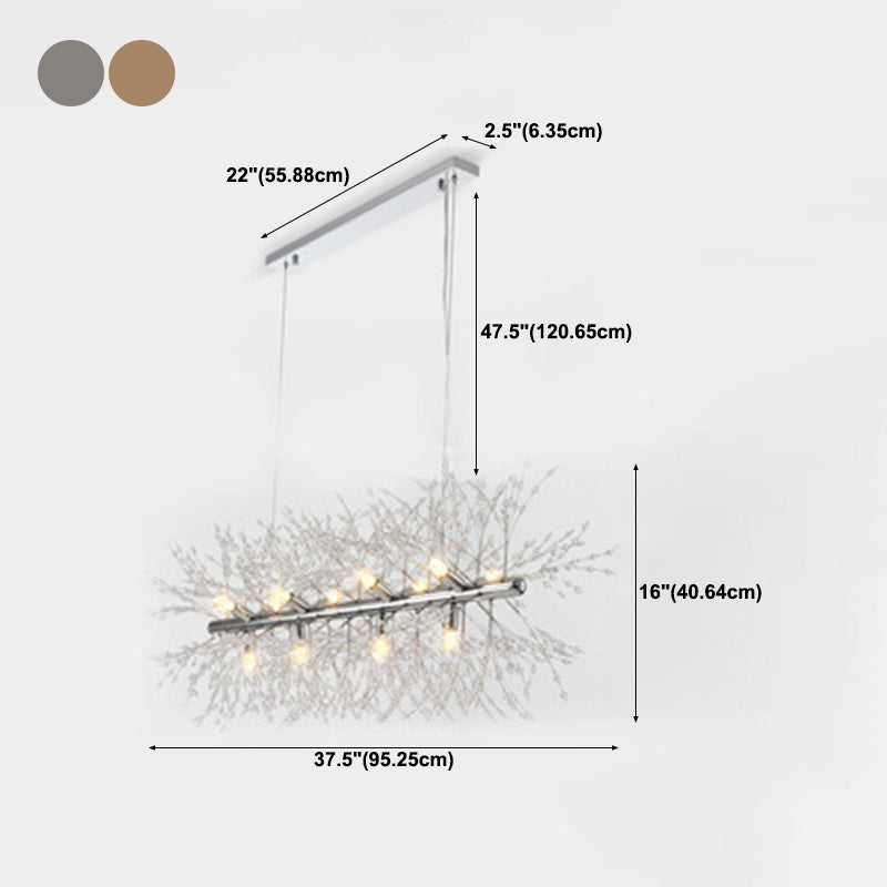 Nordic Style Iron Hanging Lamp Rectangle Shape Island Light Fixture for Bedroom