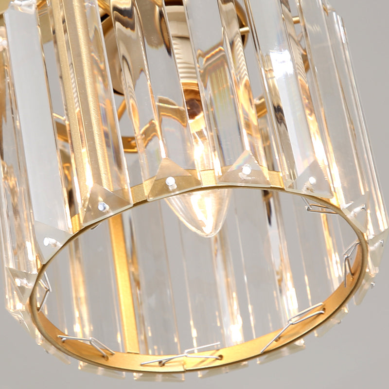 Post-Modern Island Light Fixture Gold Hanging Light with Crystal Shade for Dining Table