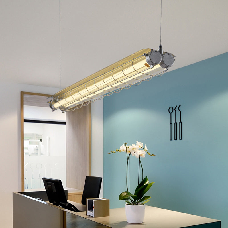 Industrial Style Iron Hanging Lamp Cylinder Shape Island Light Fixture for Living Room