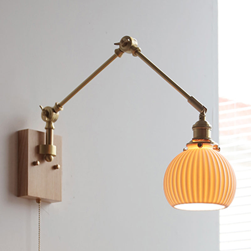 Swing Arm Wall Lamp Modern Ceramic Sconce Lighting for Bedroom
