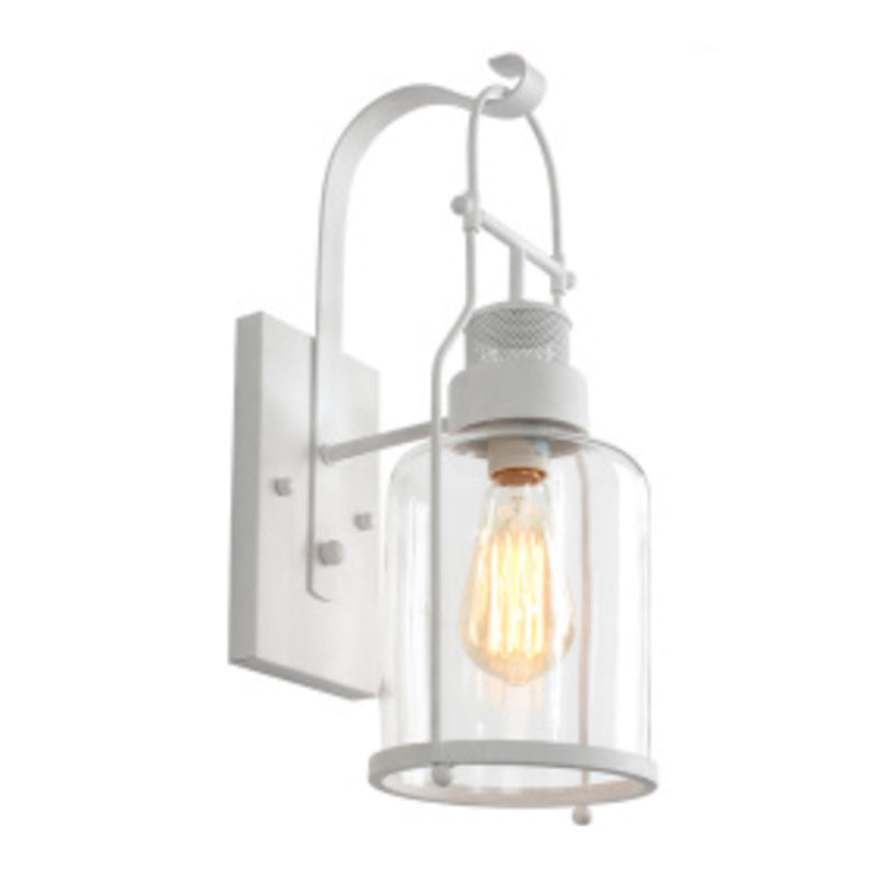 Iron and Glass Wall Lamp Industrial Style Black / White / Rust Wall Sconce