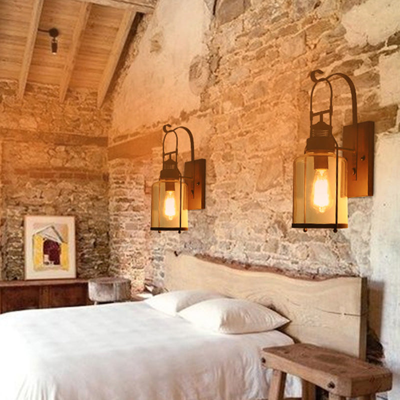 Iron and Glass Wall Lamp Industrial Style Black / White / Rust Wall Sconce