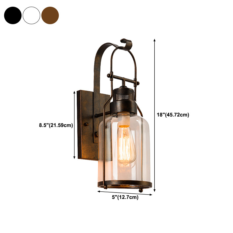 Iron and Glass Wall Lamp Industrial Style Black / White / Rust Wall Sconce