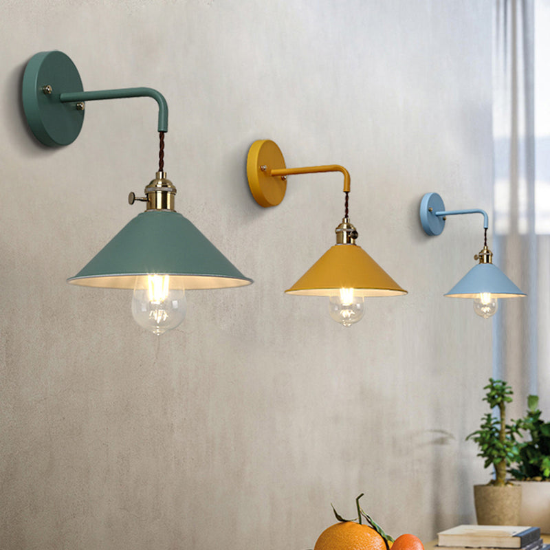 1-Light Cone Wall Light Sconce Modern Style Metal Wall Lighting