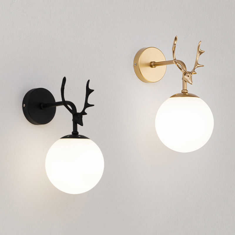 Glass Spherical Shape Wall Light Modern Style 1 Light Wall Mount Fixture for Living Room