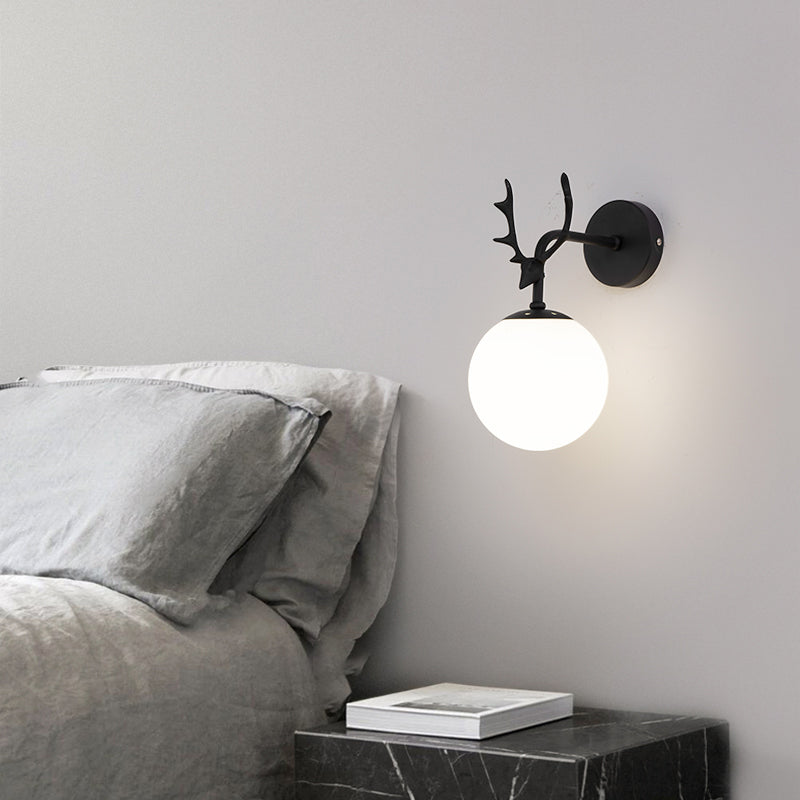 Glass Spherical Shape Wall Light Modern Style 1 Light Wall Mount Fixture for Living Room