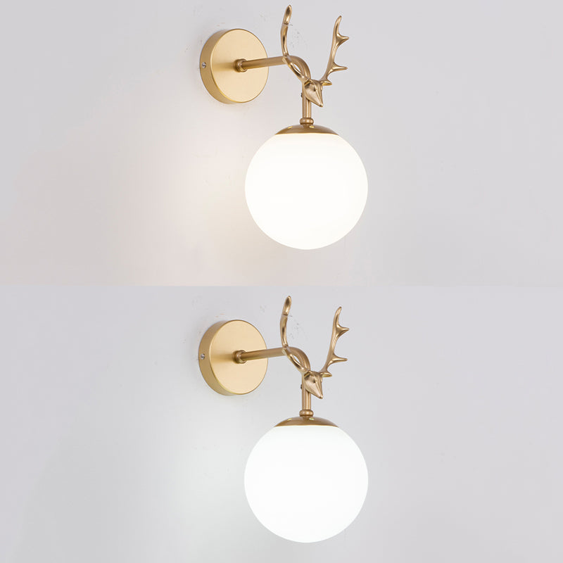 Glass Spherical Shape Wall Light Modern Style 1 Light Wall Mount Fixture for Living Room
