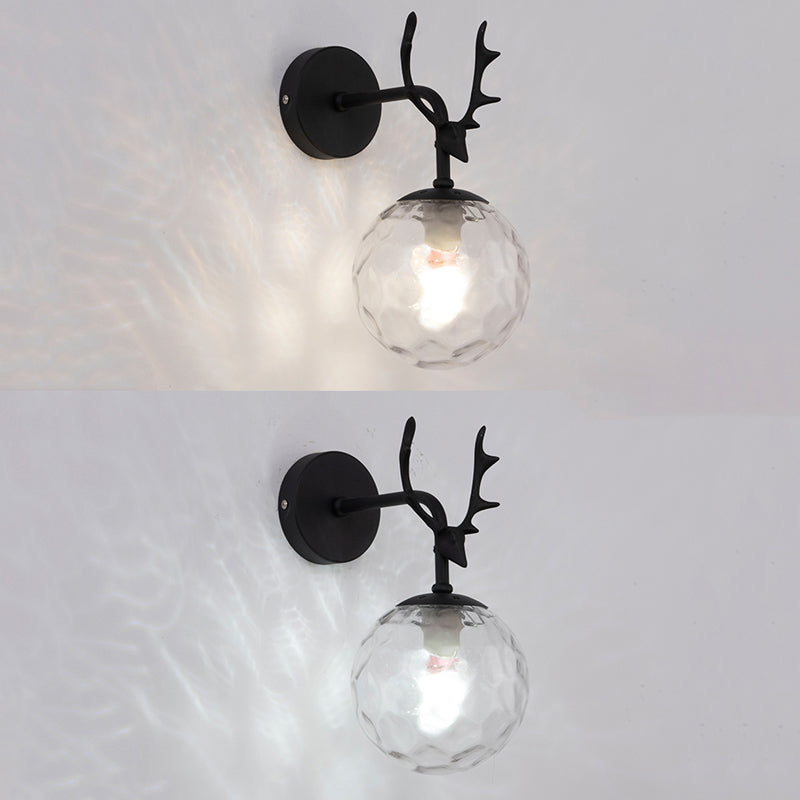 Glass Spherical Shape Wall Light Modern Style 1 Light Wall Mount Fixture for Living Room