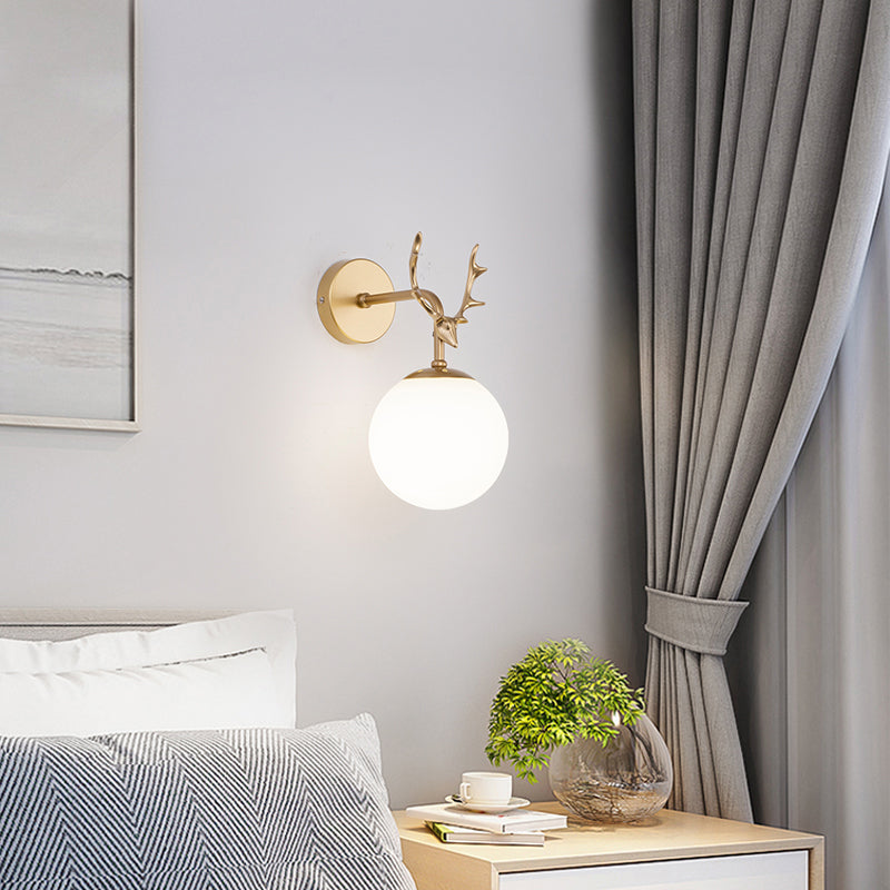 Glass Spherical Shape Wall Light Modern Style 1 Light Wall Mount Fixture for Living Room