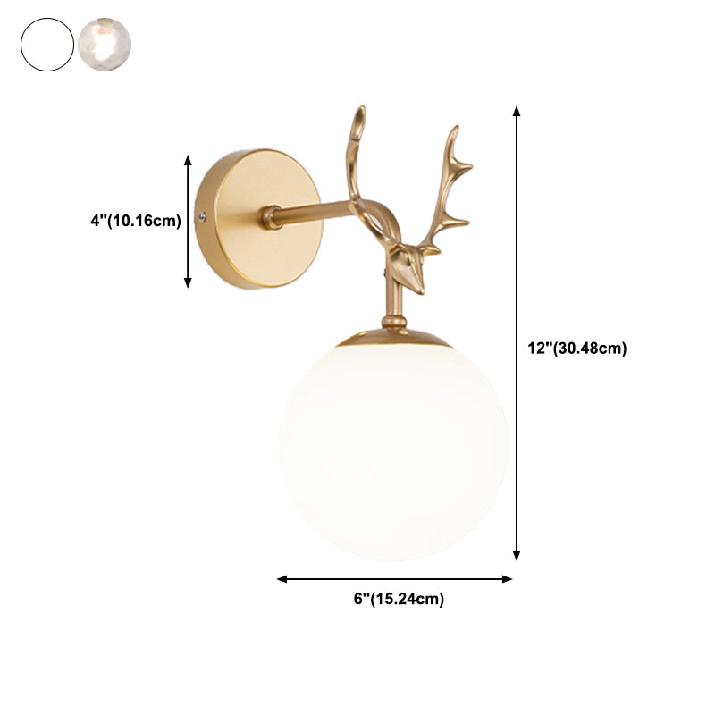 Glass Spherical Shape Wall Light Modern Style 1 Light Wall Mount Fixture for Living Room