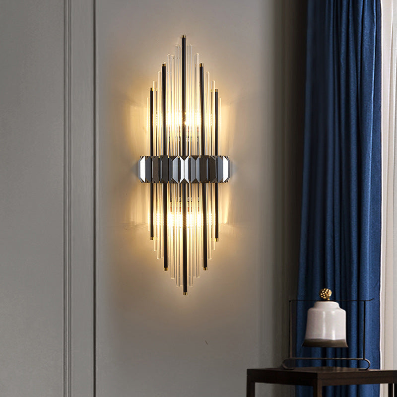 2-Light Geometric Wall Light Sconce Modern Style Glass Wall Lighting