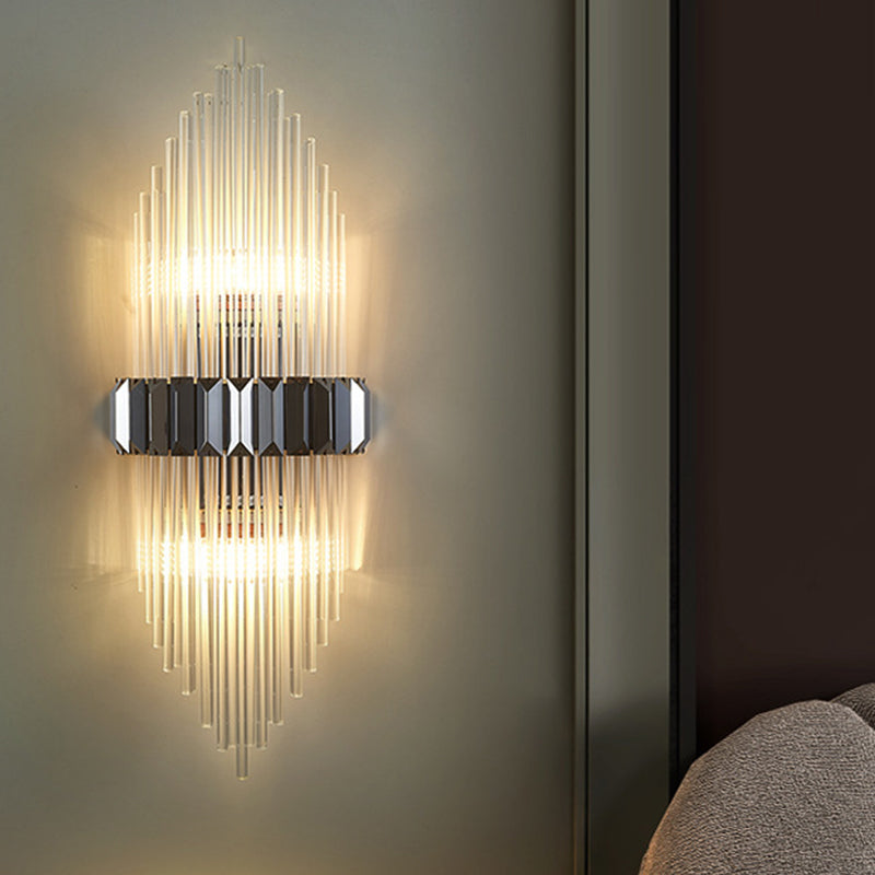 2-Light Geometric Wall Light Sconce Modern Style Glass Wall Lighting