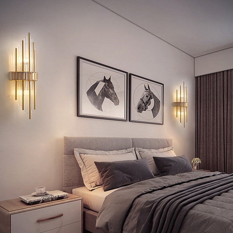 2-Light Geometric Wall Light Sconce Modern Style Glass Wall Lighting