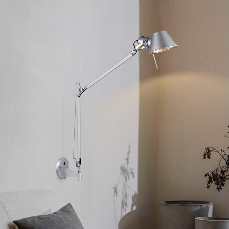 Swing Arm Wall Sconce Modernist Metal Wall Light Fixture for Bedroom