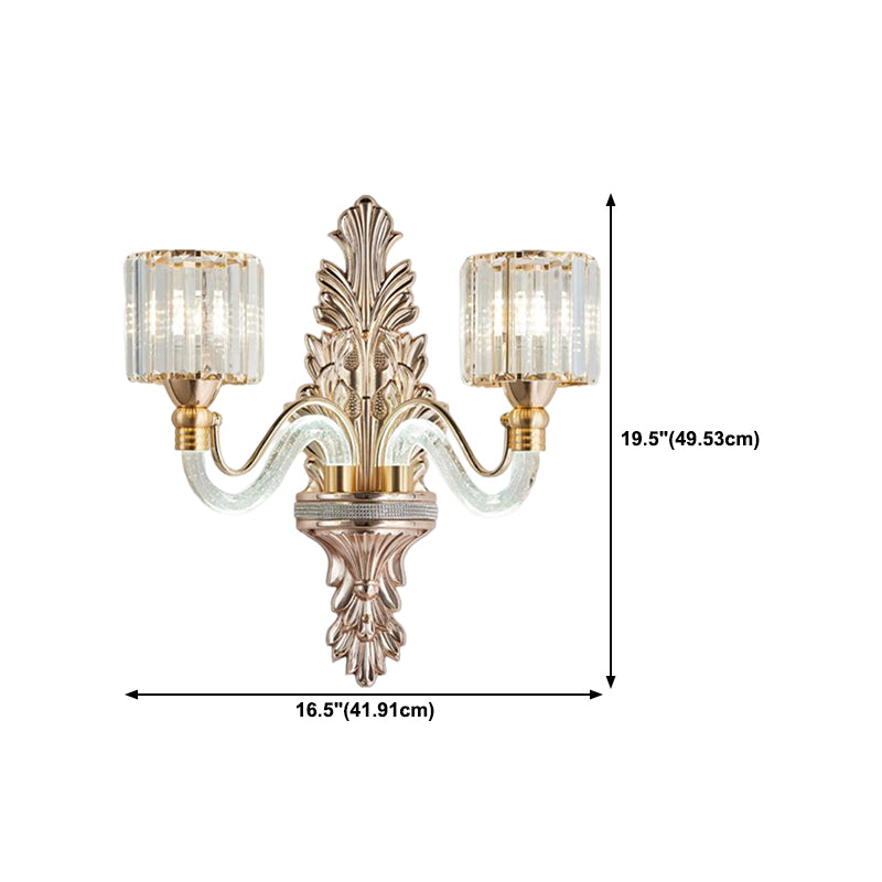 Golden 1/2-Light Modern Wall Mounted Sconce LED Crystal Wall Light
