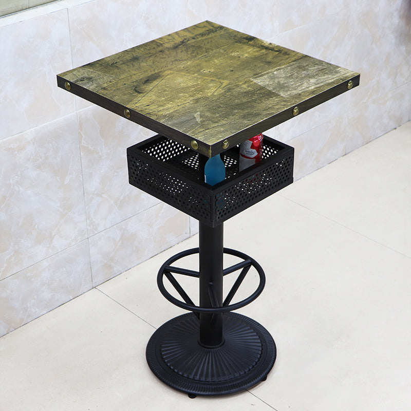 Industrial Wood Top Bistro Table Matte Finish Bar Table for Small Places