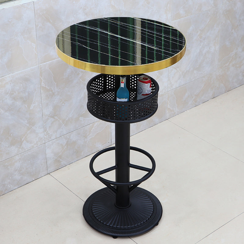 Industrial Wood Top Bistro Table Matte Finish Bar Table for Small Places