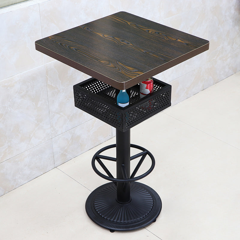 Industrial Wood Top Bistro Table Matte Finish Bar Table for Small Places