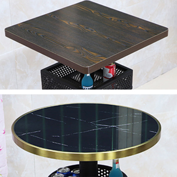 Industrial Wood Top Bistro Table Matte Finish Bar Table for Small Places