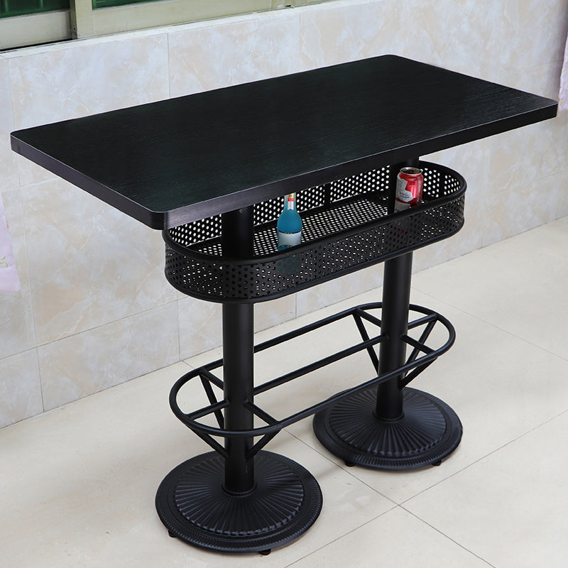 Industrial Wood Top Bistro Table Matte Finish Bar Table for Small Places