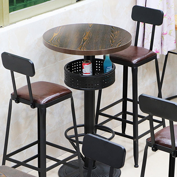 Industrial Wood Top Bistro Table Matte Finish Bar Table for Small Places