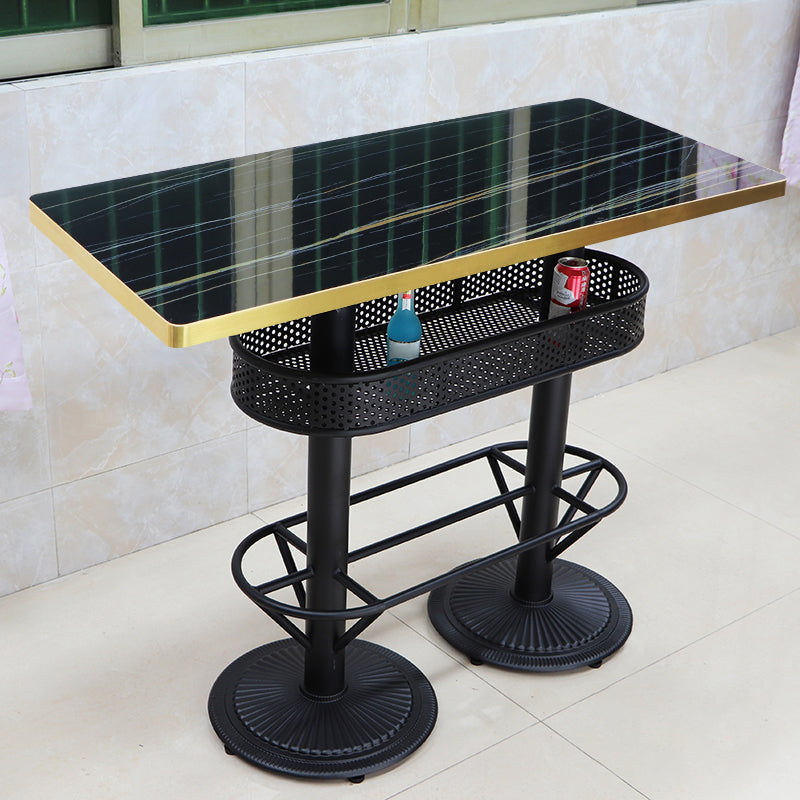 Industrial Wood Top Bistro Table Matte Finish Bar Table for Small Places